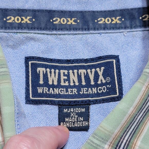 Wrangler TwentyX Full Button LS Green Plaid Shirt - Size XL - Picture 4 of 5